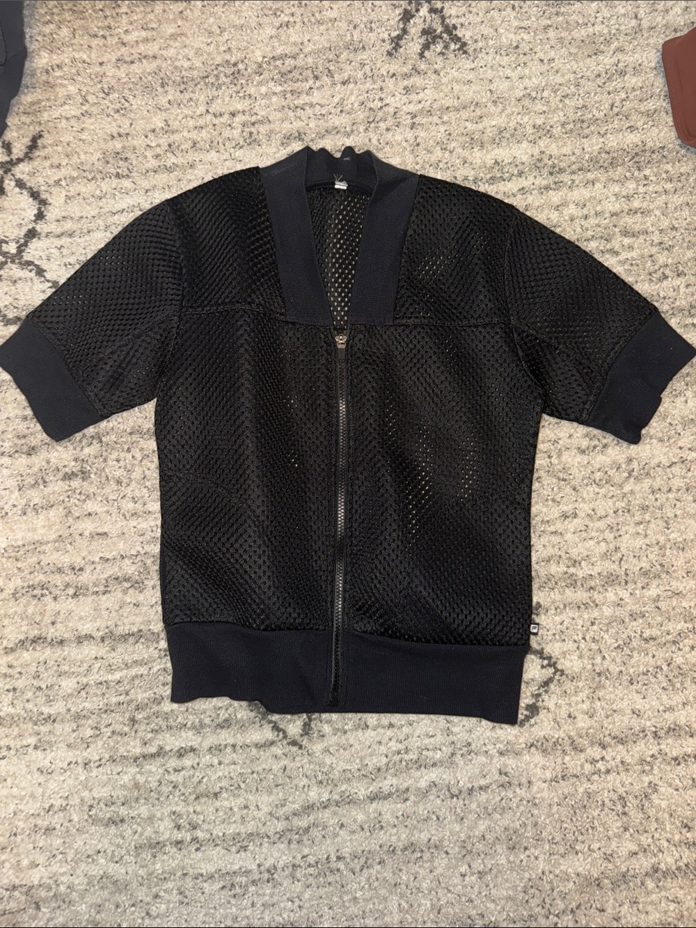 Fabletics Black Mesh Short-Sleeve Zip Jacket